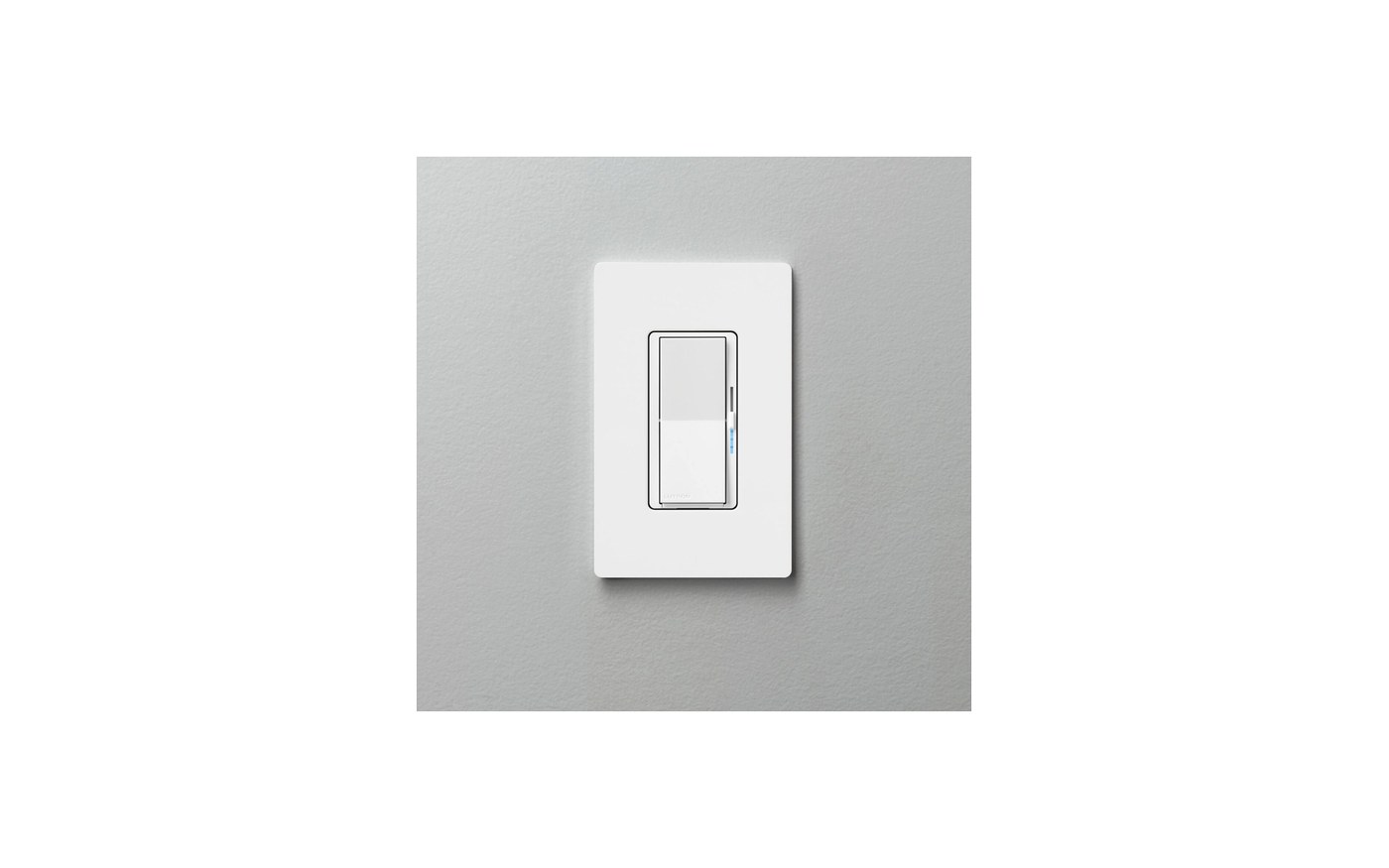 Lutron Caseta Diva smart dimmer switch on a wall plate
