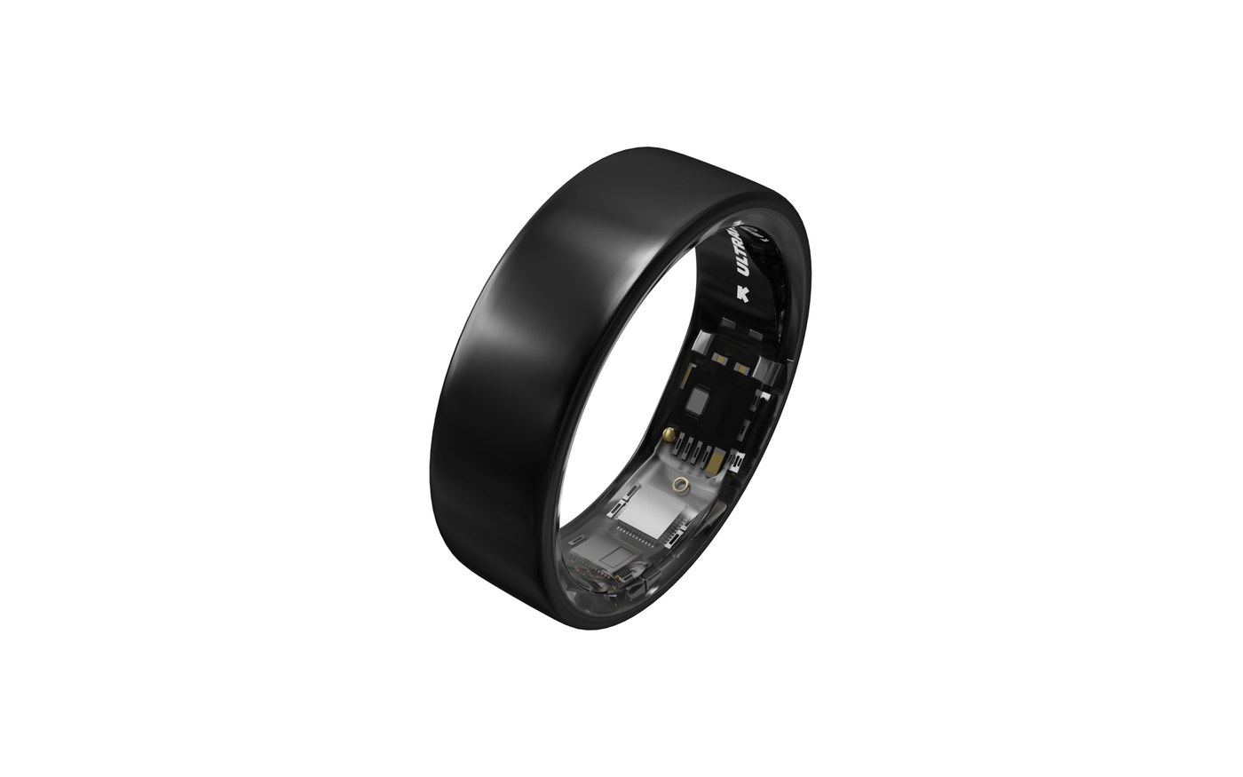 Ultrahuman Ring Air in matte grey titanium on a fingertip