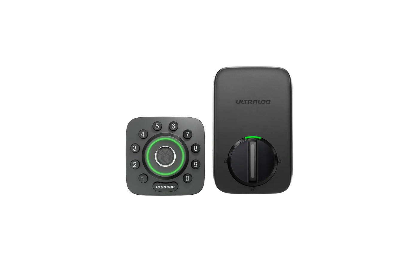 Ultraloq U-Bolt Pro fingerprint deadbolt in black with a circular keypad