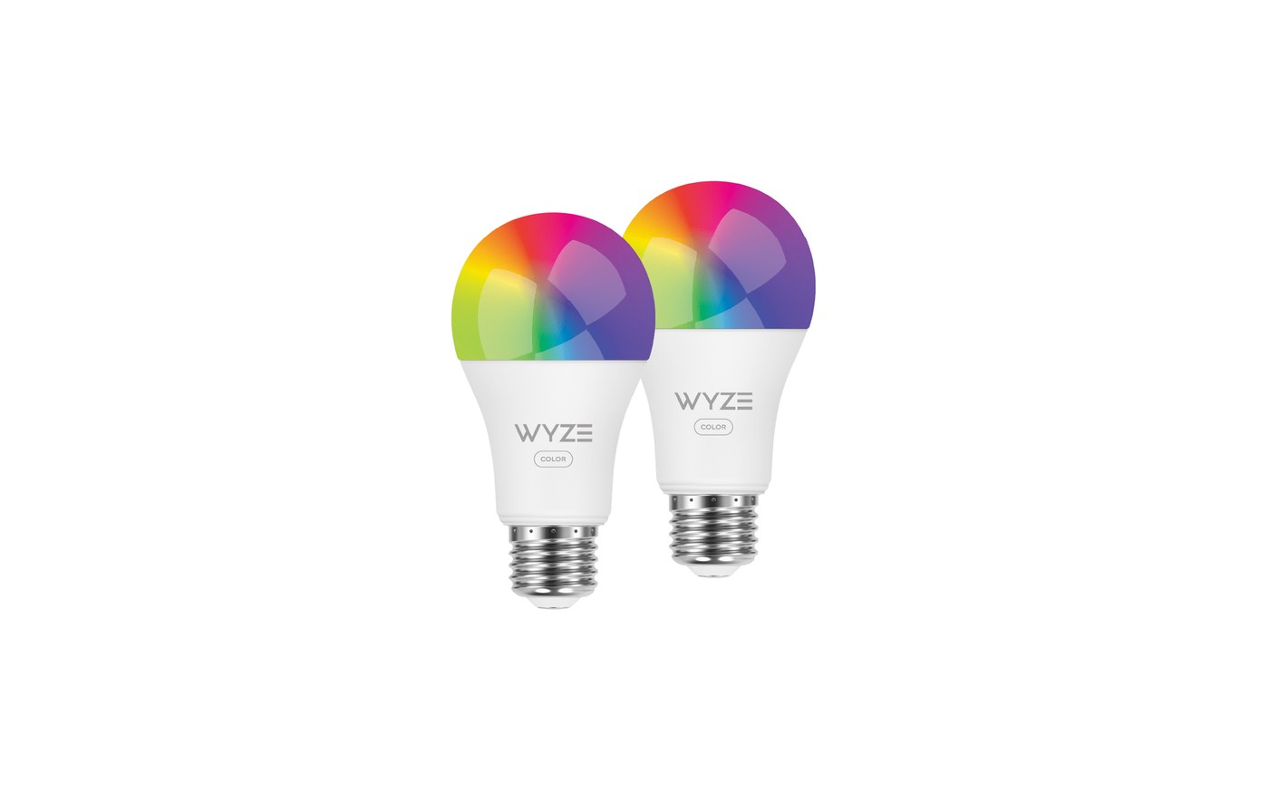 Wyze Bulb Color smart bulbs showing rainbow gradient domes