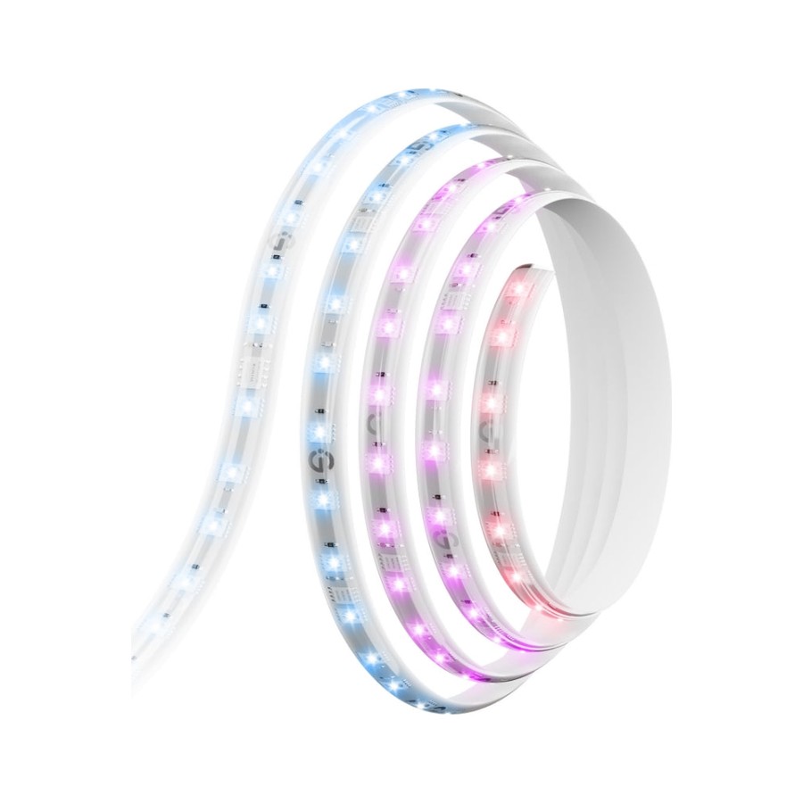 Govee LED Strip Light M1 coiled, showing individually lit color segments